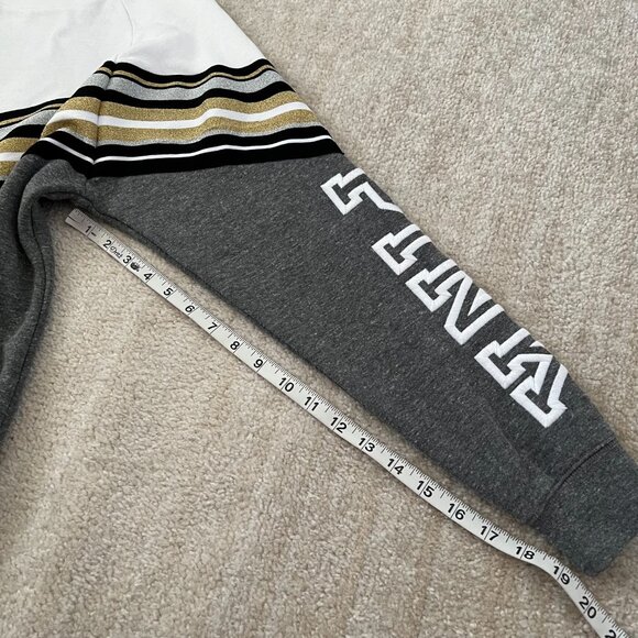 PINK Victoria’s Secret Spirit Stripe Pullover Grey Sweatshirt S - Picture 7 of 10